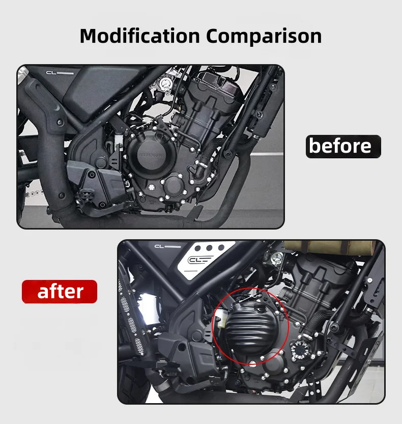 For honda CLCM300 modified clutch magneto protection cover, engine cover, left and right side decorative covers accessories
For honda CLCM300 modified clutch magneto protection cover, engine cover, left and right side decorative covers accessories