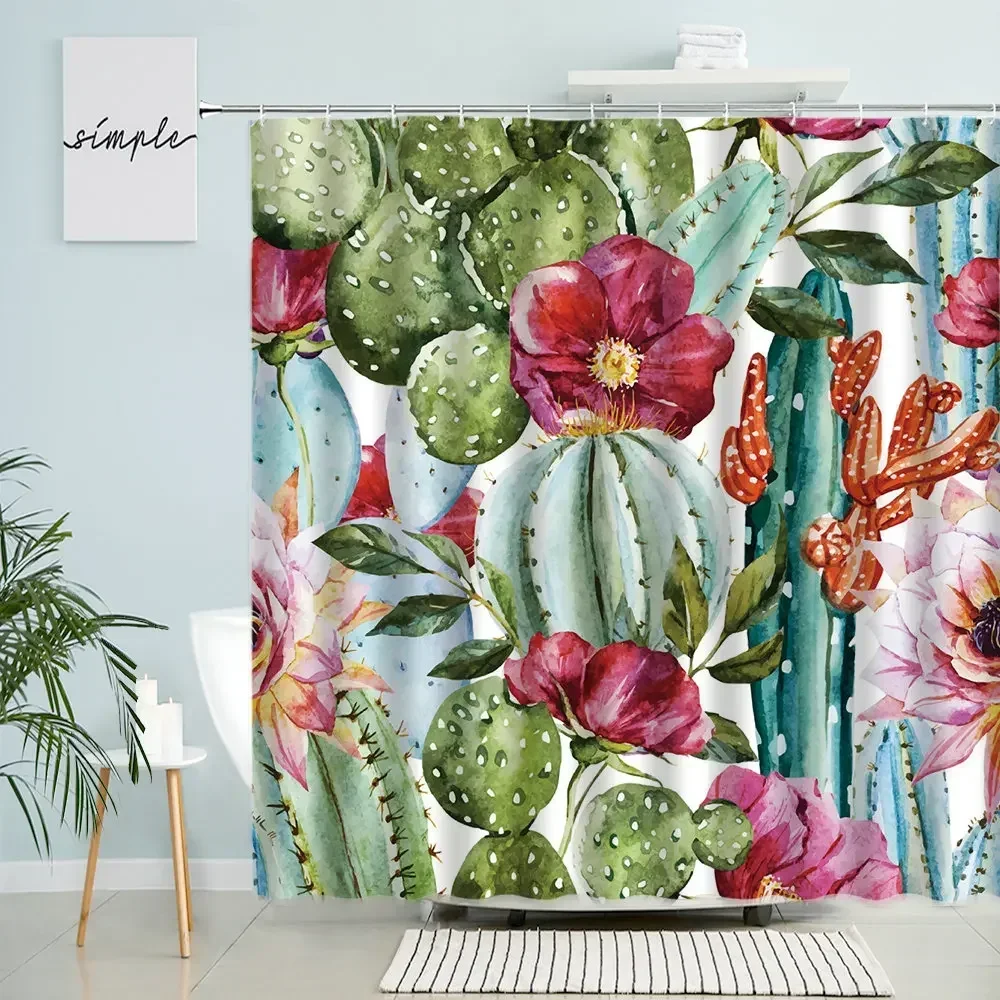 Tropical Cactus Shower Curtain Green Plant Leaf Flower European Watercolor Art Bathroom Home Decor Waterproof Screen With Hook
Tropical Cactus Shower Curtain Green Plant Leaf Flower European Watercolor Art Bathroom Home Decor Waterproof Screen With Hook