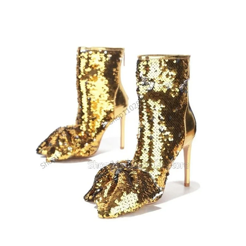 Gold Silver Sequins Bow Knot Decor Boots Back Zipper Women Shoesthin High Heels Pointed Toe New Fashion 2023 Zapatos Para Mujere
Gold Silver Sequins Bow Knot Decor Boots Back Zipper Women Shoesthin High Heels Pointed Toe New Fashion 2023 Zapatos Para Mujere