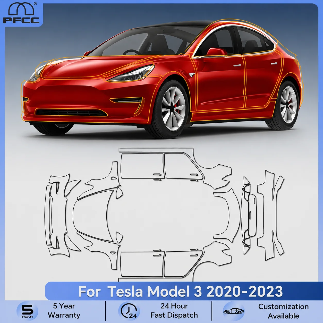 For Tesla Model 3 2020-2023 Car TPU Paint Protection Film Pre-cut PPF Anti-Scratch Clear Bra Resistant Invisible Repairable KIt
For Tesla Model 3 2020-2023 Car TPU Paint Protection Film Pre-cut PPF Anti-Scratch Clear Bra Resistant Invisible Repairable KIt