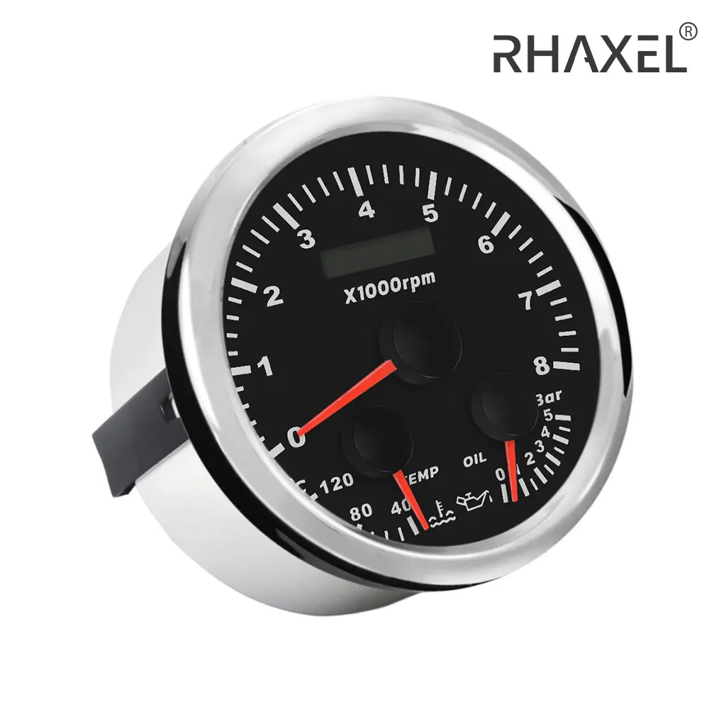 RHAXEL 85mm Tachometer 8000RPM with Hour Meter Water Temp Oil Pressure 0-80Psi 0-5Bar 0-10Bar 12V Red Backlight for Car Yachts
RHAXEL 85mm Tachometer 8000RPM with Hour Meter Water Temp Oil Pressure 0-80Psi 0-5Bar 0-10Bar 12V Red Backlight for Car Yachts