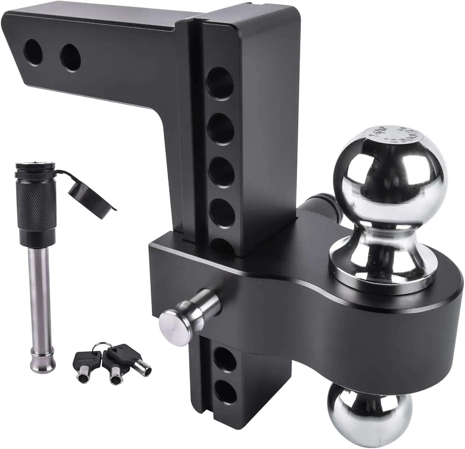 Black Adjustable Trailer Hitch 2-Inch Receiver with 8-Inch Drop/Rise for Truck 12,500 LBS GTW Heavy Duty Aluminum Tow Hitches wi
Black Adjustable Trailer Hitch 2-Inch Receiver with 8-Inch Drop/Rise for Truck 12,500 LBS GTW Heavy Duty Aluminum Tow Hitches wi