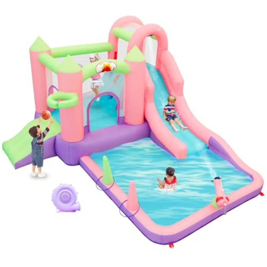 Backyard inflatable water slide and park for kids 3-6: PVC blue/red 9-in-1 with blower splash pool basketball hoop water cannon
Backyard inflatable water slide and park for kids 3-6: PVC blue/red 9-in-1 with blower splash pool basketball hoop water cannon