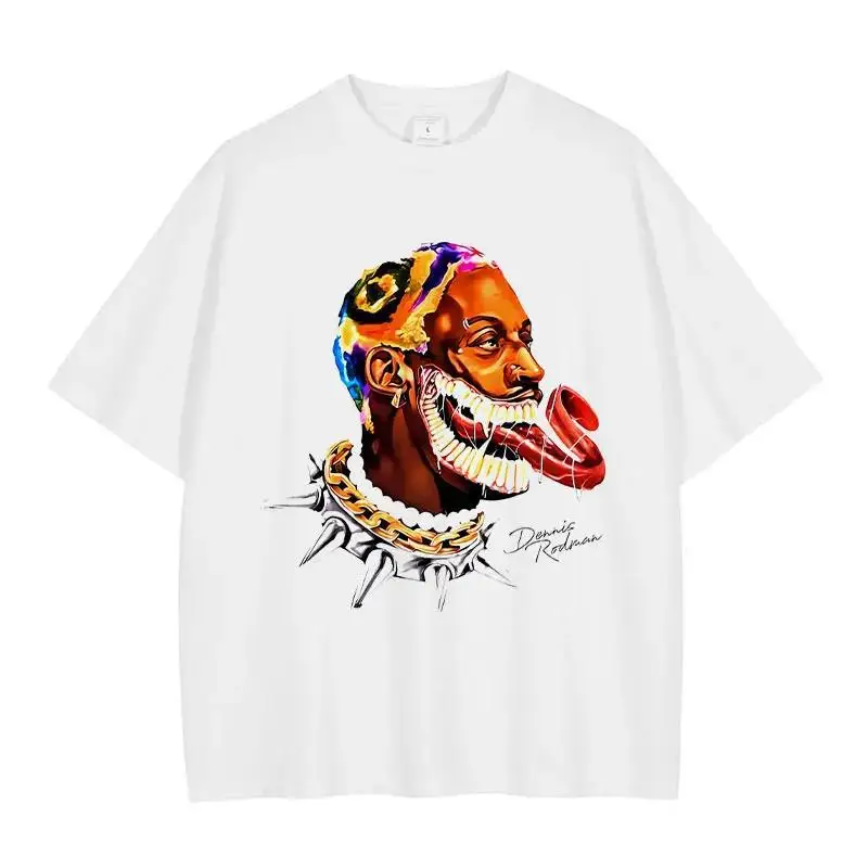 Basketball star Dennis Rodman printed casual fashion hip-hop pure cotton short-sleeved T-shirt
Basketball star Dennis Rodman printed casual fashion hip-hop pure cotton short-sleeved T-shirt