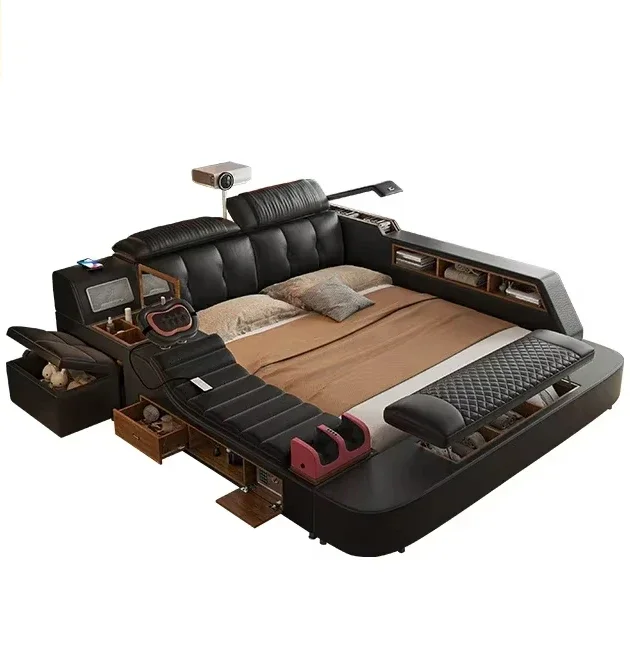 Cajones de Cama multifuncionales con marco matrimonio, muebles dormitorio lujo, cuero, tamaño King, Cama doble
Cajones de Cama multifuncionales con marco matrimonio, muebles dormitorio lujo, cuero, tamaño King, Cama doble