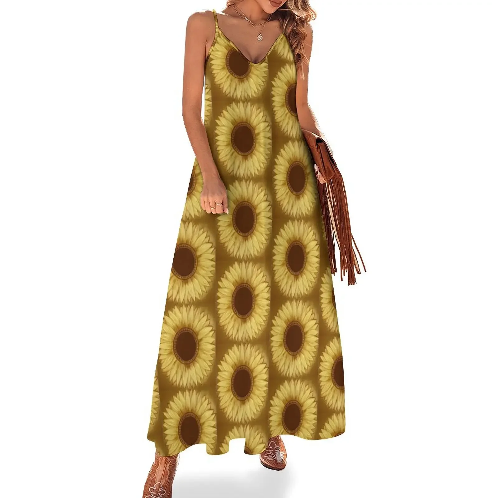 Sunflowers light brown Sleeveless Dress Summer women's clothing dresses with long sleeves Dress
Sunflowers light brown Sleeveless Dress Summer women's clothing dresses with long sleeves Dress