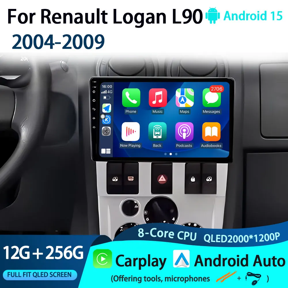 Android 15 Carplay Auto 2K Screen Car Radio BT Multimedia Player For Renault Logan L90 2004-200 Autoradio Stereo Head Unit
Android 15 Carplay Auto 2K Screen Car Radio BT Multimedia Player For Renault Logan L90 2004-200 Autoradio Stereo Head Unit