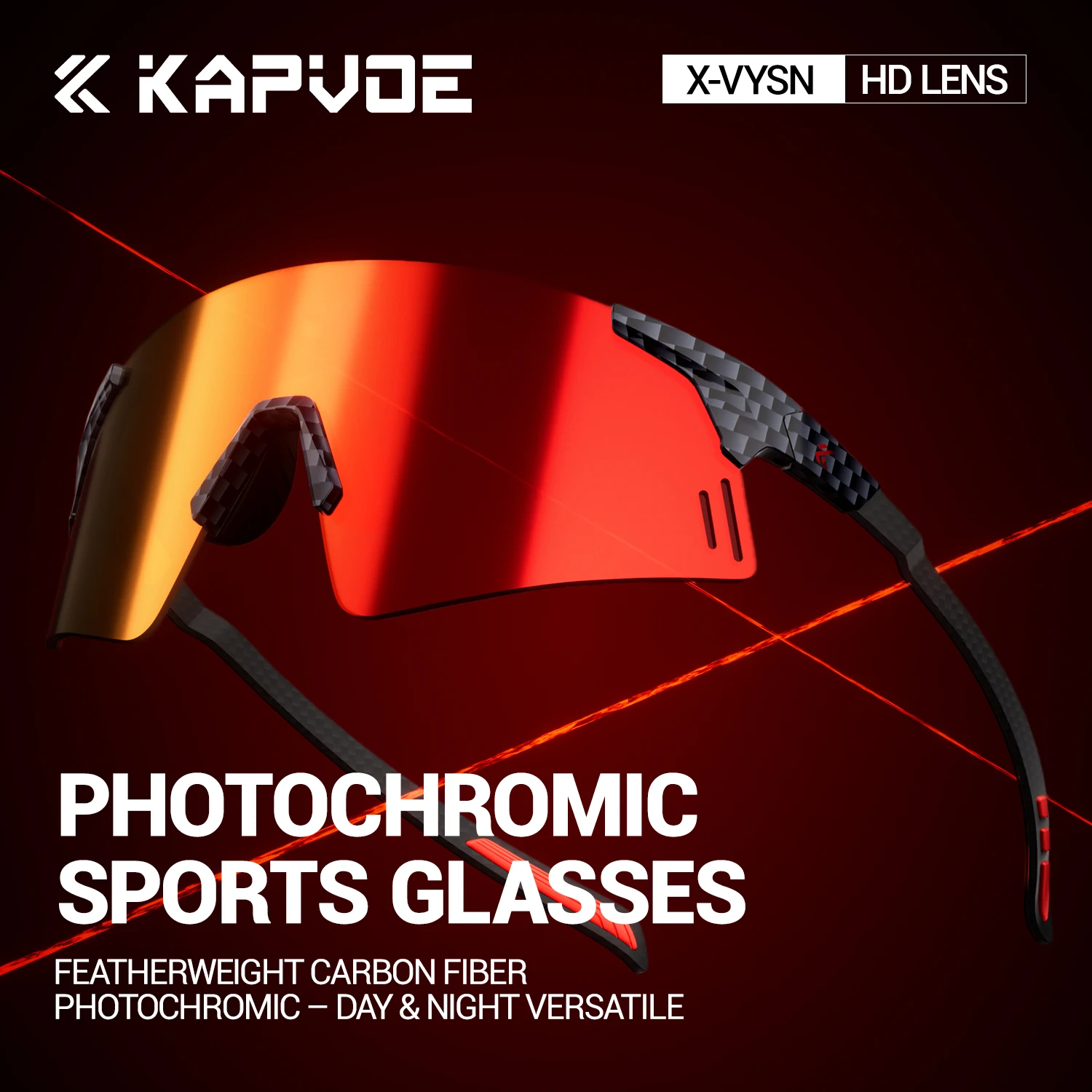 KAPVOE HD Photochromic Cycling Sports Sunglasses with Carbon Fiber Temples Glasses Outdoor Hiking Running and Driving Sunglasses
KAPVOE HD Photochromic Cycling Sports Sunglasses with Carbon Fiber Temples Glasses Outdoor Hiking Running and Driving Sunglasses