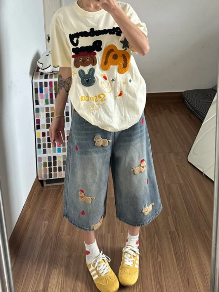 Retro Dopaamine Cartoon Dog Embroidery Jeans High Waist Loose Thin Straight Leg Jeans for Women Summer New Style Seven-Foot J...
Retro Dopaamine Cartoon Dog Embroidery Jeans High Waist Loose Thin Straight Leg Jeans for Women Summer New Style Seven-Foot J...