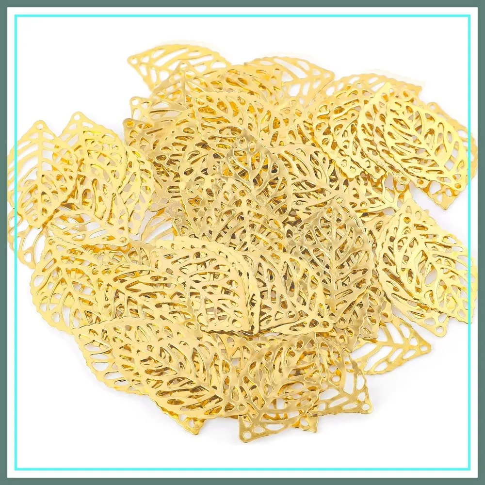 100 PCS Gold Leaf Charms for Jewelry Making, Hollow Metal Flower Pieces for DIY Necklace Bracelet & Party Decor
100 PCS Gold Leaf Charms for Jewelry Making, Hollow Metal Flower Pieces for DIY Necklace Bracelet & Party Decor