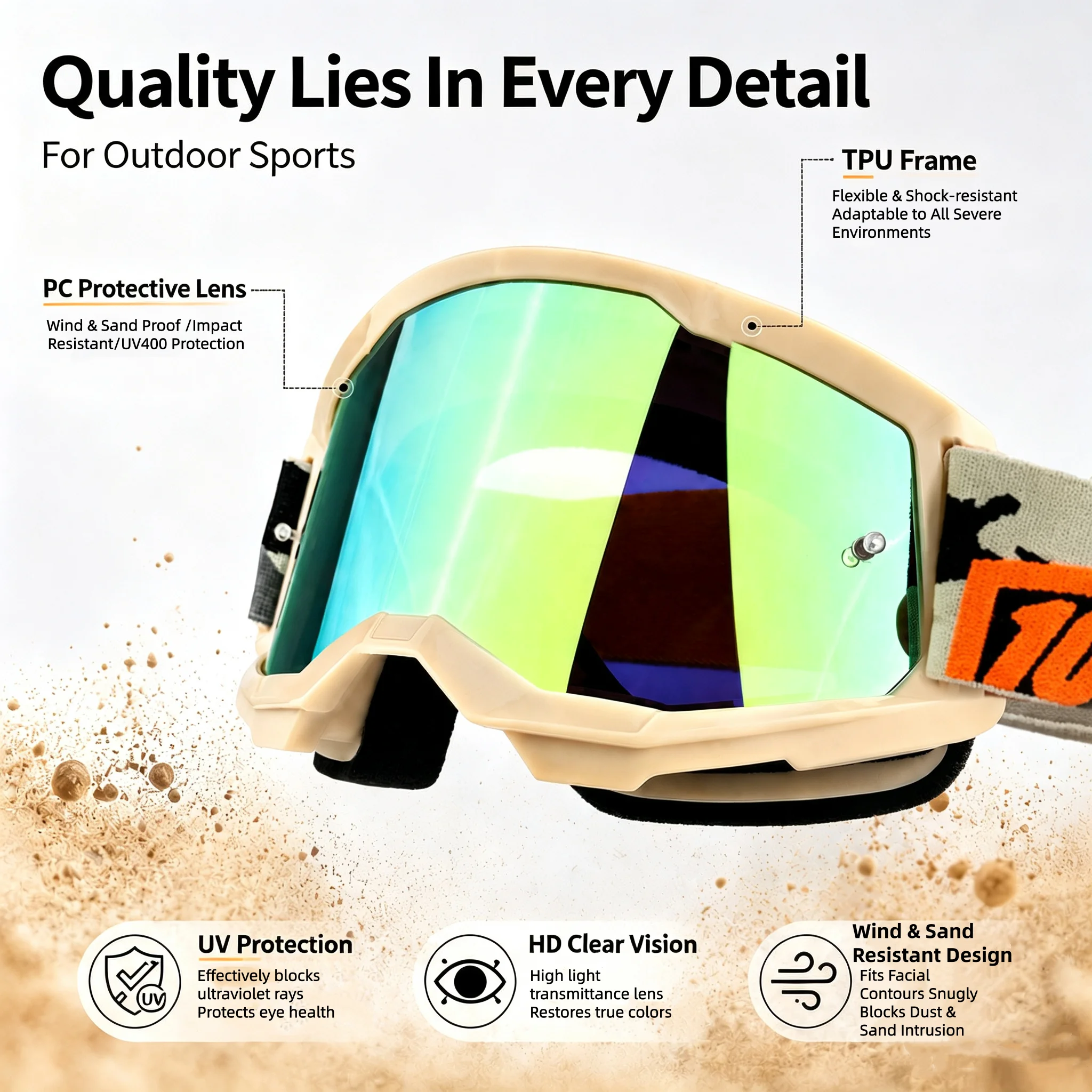 Pro Motocross Off-Road Goggles, Desert Rally Windshield, Outdoor Cycling Sports, Dust Wind Resist UV400 Eye Protection
Pro Motocross Off-Road Goggles, Desert Rally Windshield, Outdoor Cycling Sports, Dust Wind Resist UV400 Eye Protection