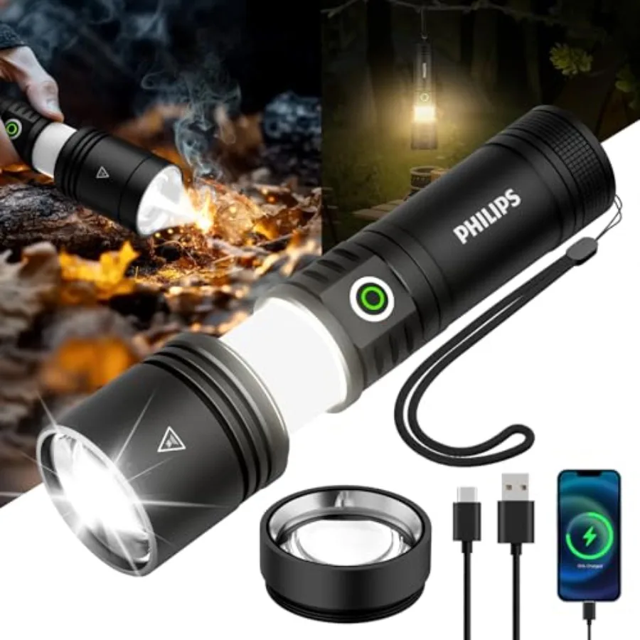 Rechargeable Flashlights High Lumens with Ignition Lens, 3000lm Tactical Flashlights with Camping Lamp, 2 Colors Zoomable 5Mode
Rechargeable Flashlights High Lumens with Ignition Lens, 3000lm Tactical Flashlights with Camping Lamp, 2 Colors Zoomable 5Mode