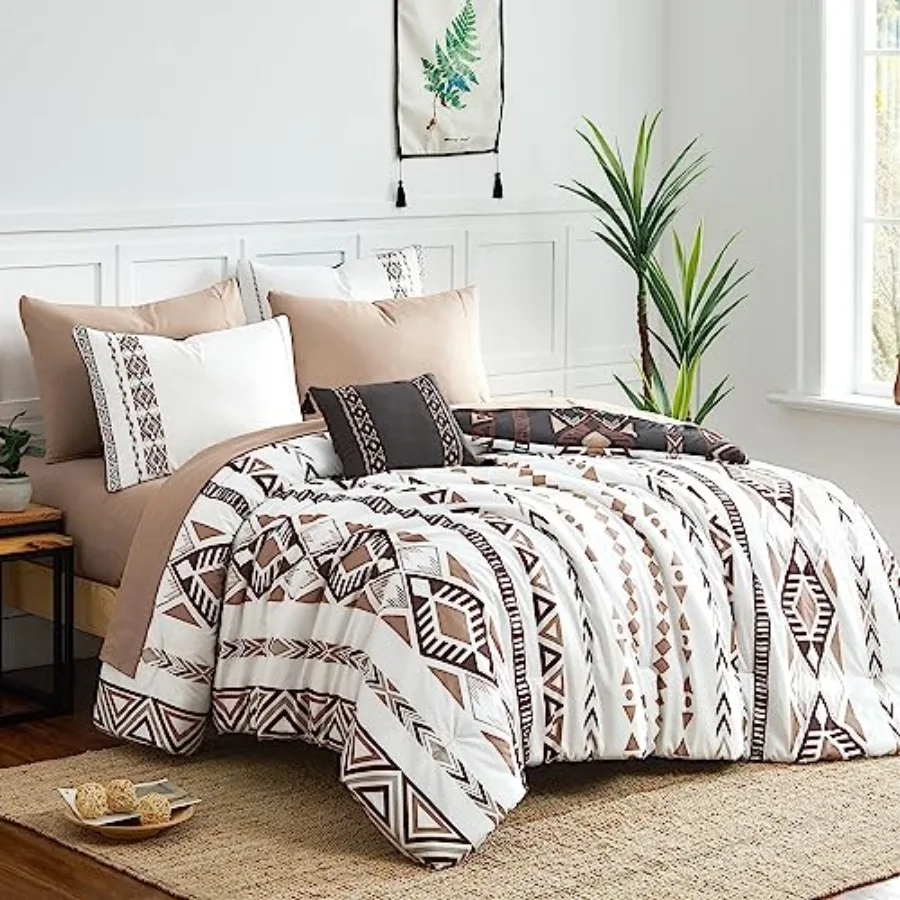 Size Comforter Set- 7 Pieces Boho Bed in a Bag, Western Bedding Set for All Seasons, Reversible Aztec Bedding, Lightweight Comf
Size Comforter Set- 7 Pieces Boho Bed in a Bag, Western Bedding Set for All Seasons, Reversible Aztec Bedding, Lightweight Comf