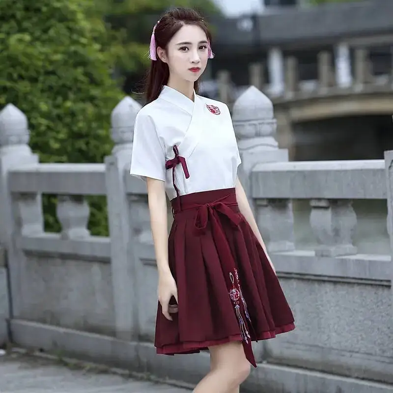 Traditional Chinese Style Hanfu Costume Dresses Women Summer Short Sleeve Embroidery Ancient 2 Piece Sets Fairy Dance Clothes
Traditional Chinese Style Hanfu Costume Dresses Women Summer Short Sleeve Embroidery Ancient 2 Piece Sets Fairy Dance Clothes
