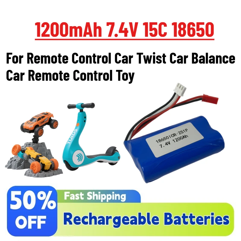 Grade A 2PCS 1200mAh 7.4V 15C 18650 Li-Ion Rechargeable Battery for Remote Control Car Twist Car Balance Car Remote Control Toy
Grade A 2PCS 1200mAh 7.4V 15C 18650 Li-Ion Rechargeable Battery for Remote Control Car Twist Car Balance Car Remote Control Toy