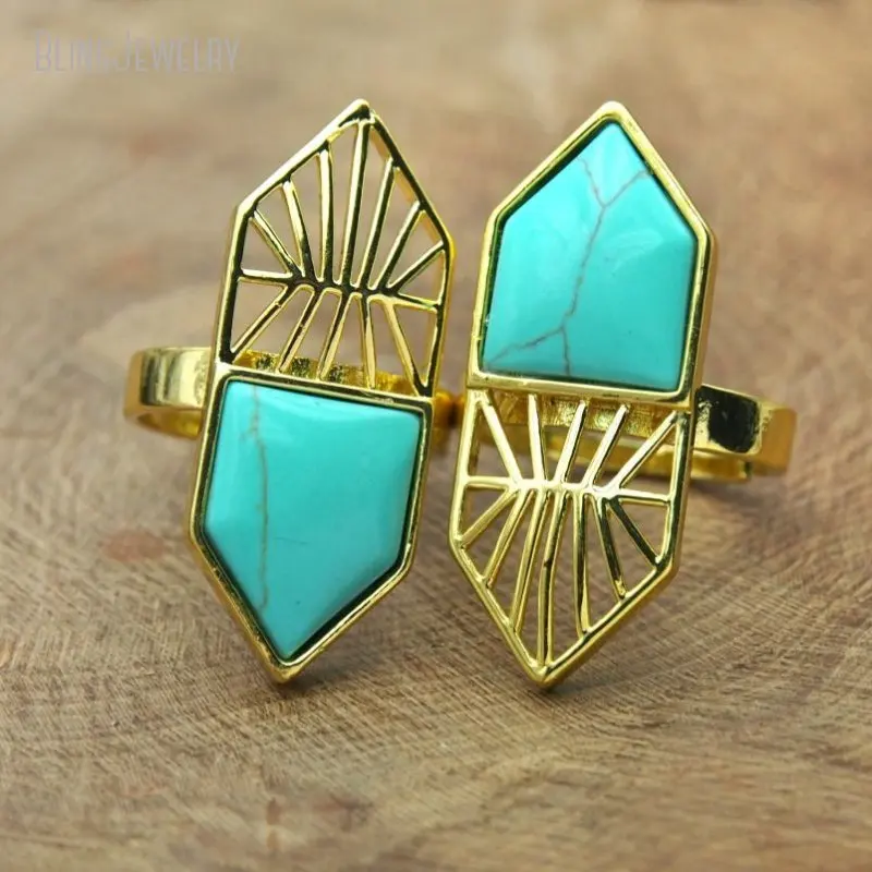 Natural Stone Triple Turquoise Cocktail Weddibng Gold Color Classic Ring Bohemian Boho Jewelry Halloween Gift Women Retro
Natural Stone Triple Turquoise Cocktail Weddibng Gold Color Classic Ring Bohemian Boho Jewelry Halloween Gift Women Retro