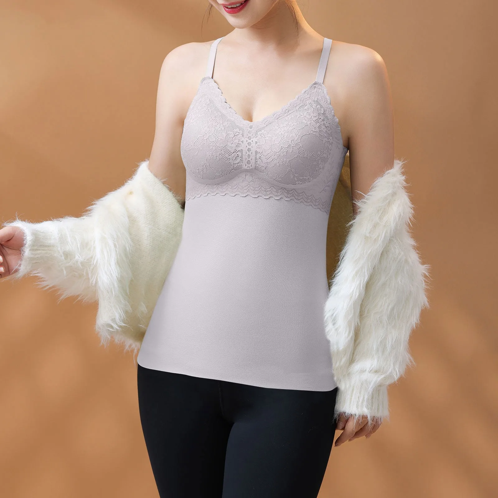 Thickened Warm Tank Tops For Women Velvet Tank Tops With Bra Pad Lace Women Elegant Sleeveless Tops Traceless Underwear
Thickened Warm Tank Tops For Women Velvet Tank Tops With Bra Pad Lace Women Elegant Sleeveless Tops Traceless Underwear