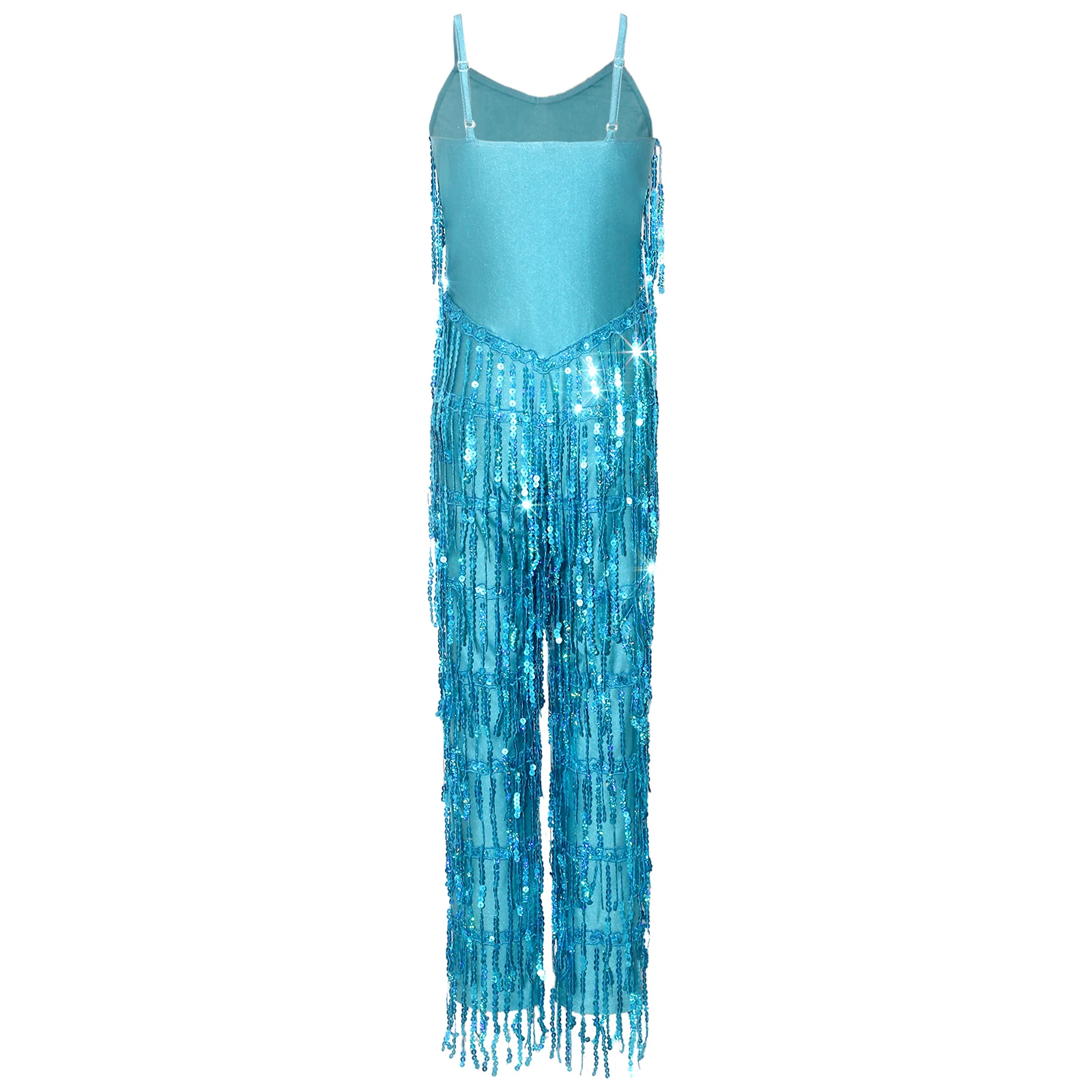 Girls Disco Latin Dance One Piece Jumpsuit Shiny Sequin Sleeveless Tassels Hippie Long Pants Bodysuit Romper Performance Costume
Girls Disco Latin Dance One Piece Jumpsuit Shiny Sequin Sleeveless Tassels Hippie Long Pants Bodysuit Romper Performance Costume