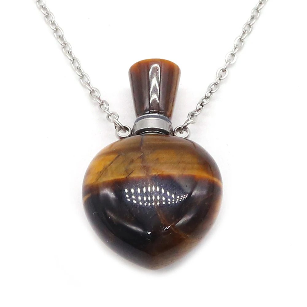 Creative Natural Stone Crystal Agate Polished Heart-shaped Perfume Essential Oil Bottle Charms Necklace Jewelry Gift Accessory
Creative Natural Stone Crystal Agate Polished Heart-shaped Perfume Essential Oil Bottle Charms Necklace Jewelry Gift Accessory