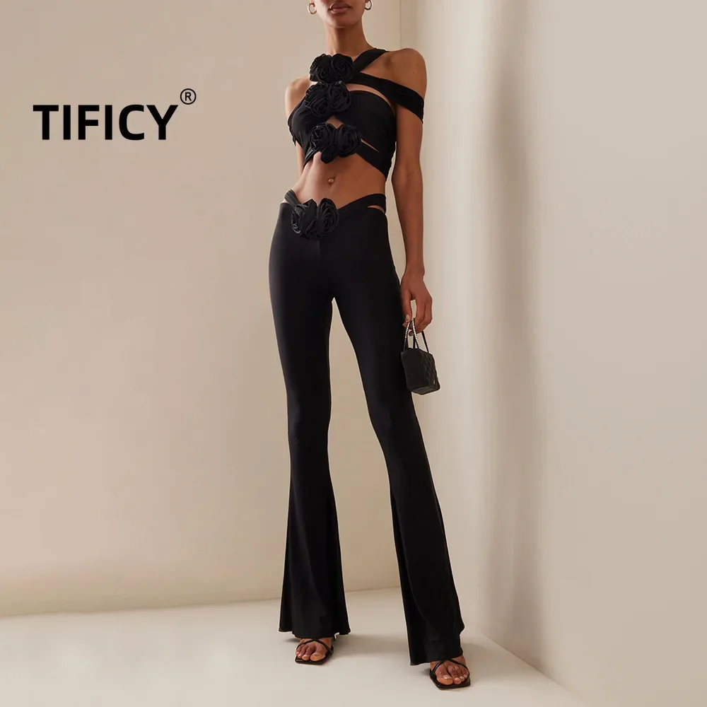 TIFICY Black Cross Strap 3D Flower Two Pieces Set Women's Two Piece Suit New Sexy Fashion Casual Set Tank Top and Pants
TIFICY Black Cross Strap 3D Flower Two Pieces Set Women's Two Piece Suit New Sexy Fashion Casual Set Tank Top and Pants