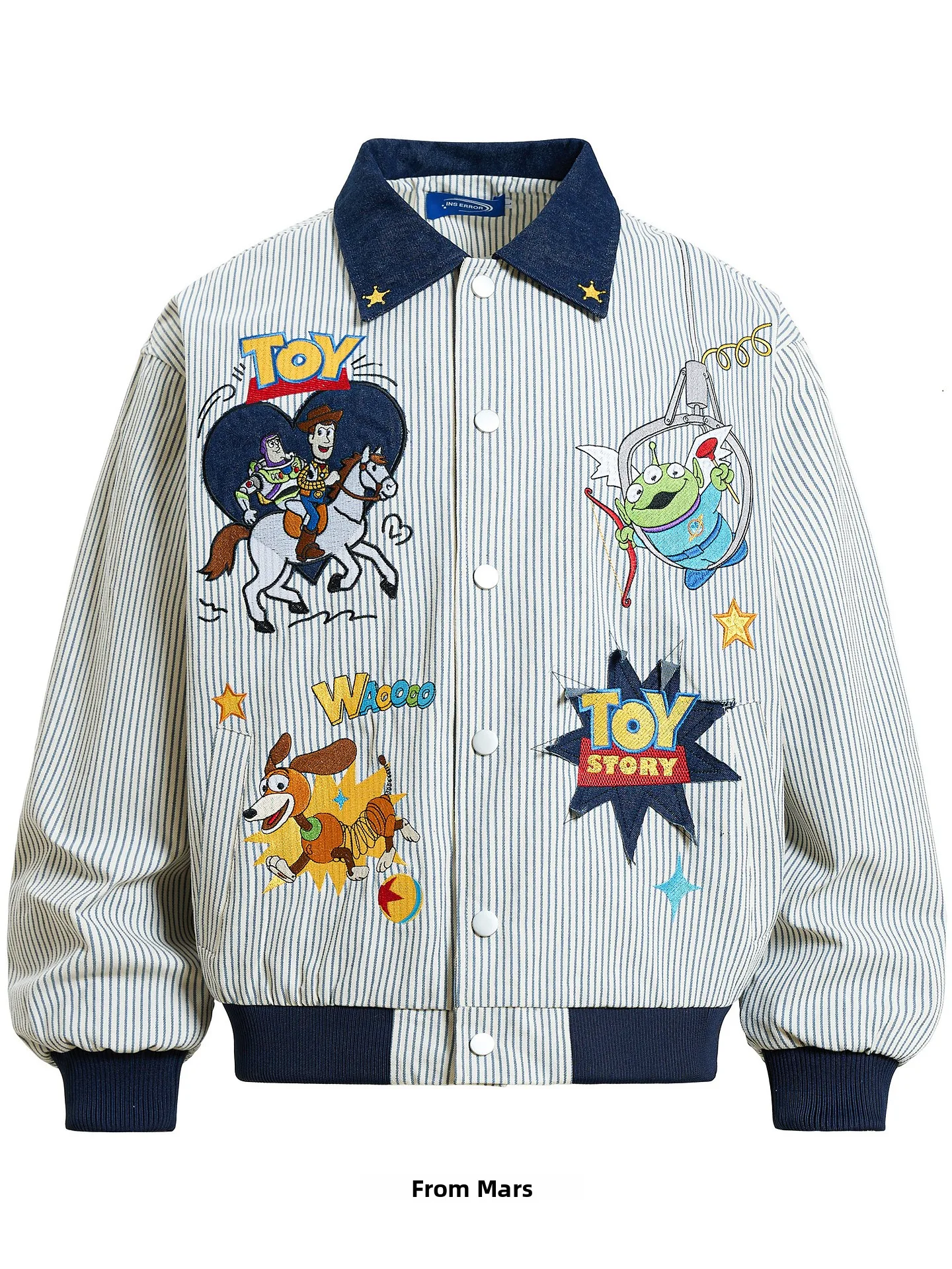 Loose Fit Cartoon Embroidery Jaet from Versatile Striped Collared Outerwear Youthful Sle Long Sve Cotton Coat
Loose Fit Cartoon Embroidery Jaet from Versatile Striped Collared Outerwear Youthful Sle Long Sve Cotton Coat
