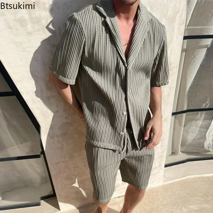 2025 Men's Summer Casual Sets Short Sleeved Shirt and Shorts Sets Fashion Striped Men's Two-piece Set Tracksuit Ropa Para Hombre
2025 Men's Summer Casual Sets Short Sleeved Shirt and Shorts Sets Fashion Striped Men's Two-piece Set Tracksuit Ropa Para Hombre