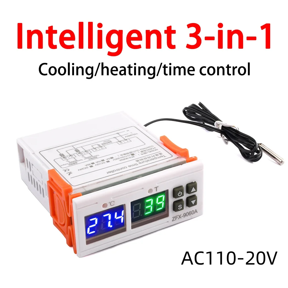 ZFX-9060A 10A AC110-20V Интеллектуальный цифровой регулятор температуры Управление временем нагрева и охлаждения 3-1 Релейный выход термостата
ZFX-9060A 10A AC110-20V Интеллектуальный цифровой регулятор температуры Управление временем нагрева и охлаждения 3-1 Релейный выход термостата