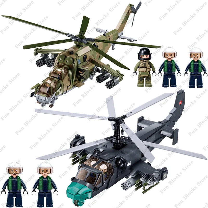 Military Russia Plane WW2 MI-24 Kamov Ka-52 Helicopter Building Blocks World War 2 Army Gunship Figure Bricks Model Kit Toys
Military Russia Plane WW2 MI-24 Kamov Ka-52 Helicopter Building Blocks World War 2 Army Gunship Figure Bricks Model Kit Toys
