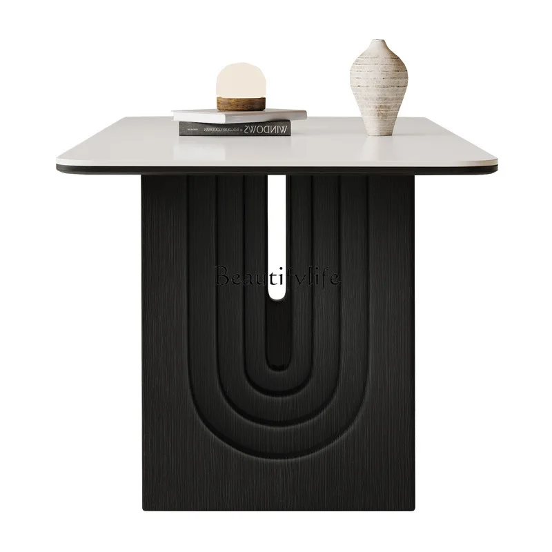 Solid wood dining table Chinese antique rock slab living room American French black retro restaurant Small apartment household
Solid wood dining table Chinese antique rock slab living room American French black retro restaurant Small apartment household