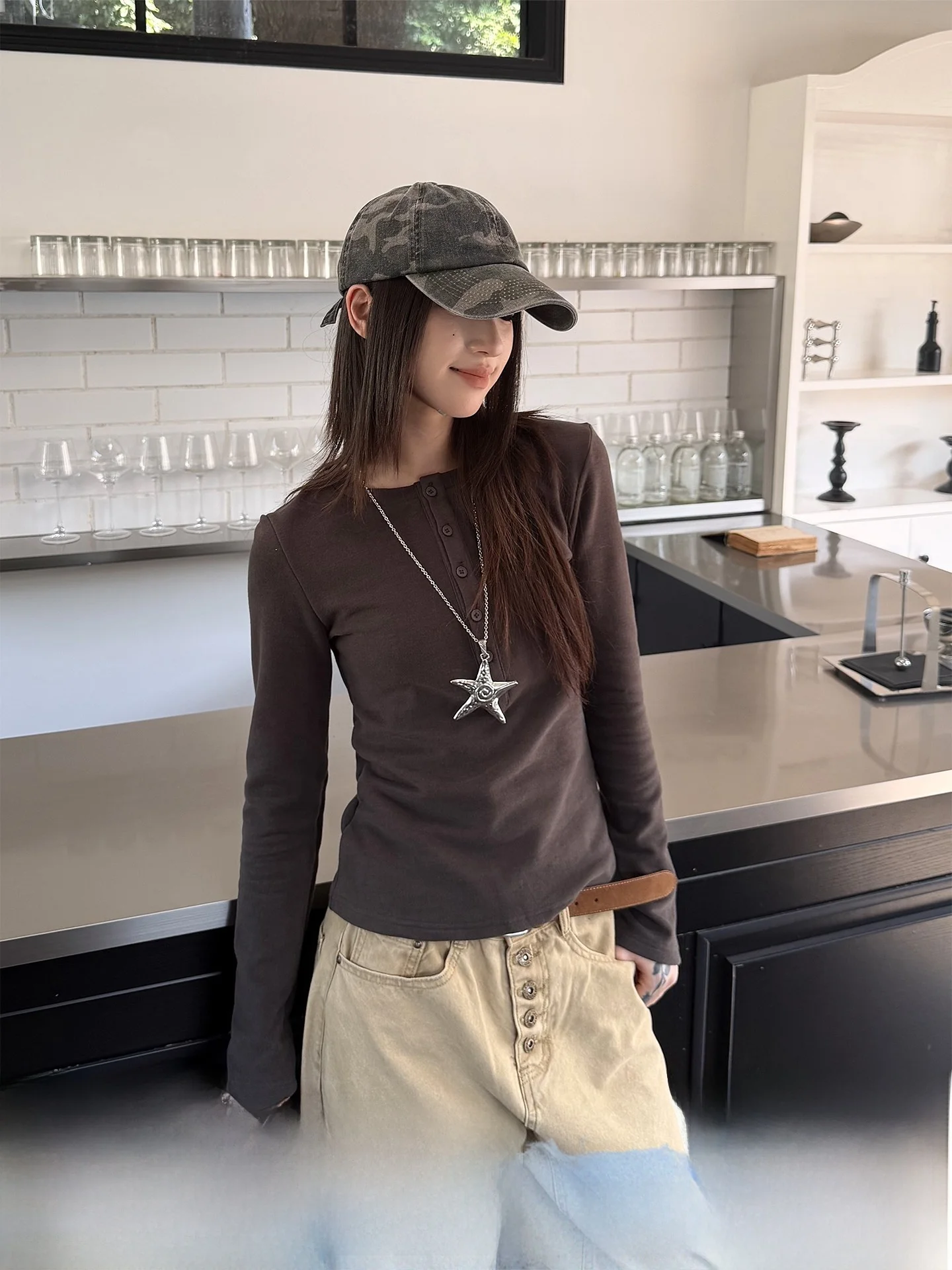 Don Cry Henry Collar Fleece Lined Long Sleeve T-Shirt Women's American Style Inner And Outer Wear White Base Shirt Slim Fit Top
Don Cry Henry Collar Fleece Lined Long Sleeve T-Shirt Women's American Style Inner And Outer Wear White Base Shirt Slim Fit Top