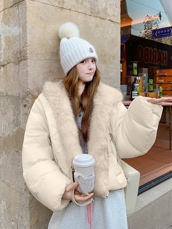 Модная женская короткая пуховая куртка с большим меховым воротником, теплая повседневная утепленная верхняя одежда для зимы 2025 года
Модная женская короткая пуховая куртка с большим меховым воротником, теплая повседневная утепленная верхняя одежда для зимы 2025 года