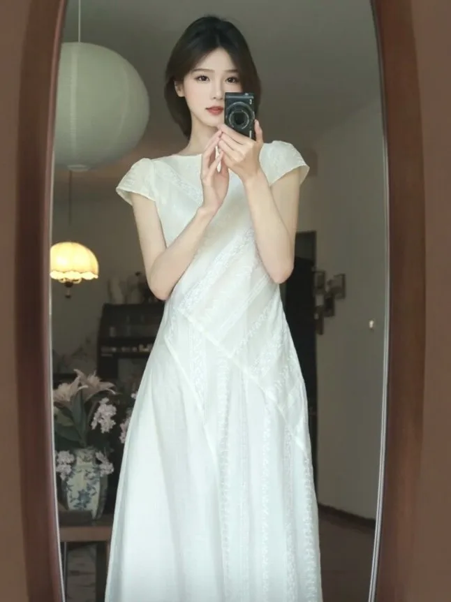 Gentle Wind Beautiful Slimming Fairy Long Dress Elegant Suitable for All Seasons Cotton Short Sleeve Business Casual City Walk
Gentle Wind Beautiful Slimming Fairy Long Dress Elegant Suitable for All Seasons Cotton Short Sleeve Business Casual City Walk