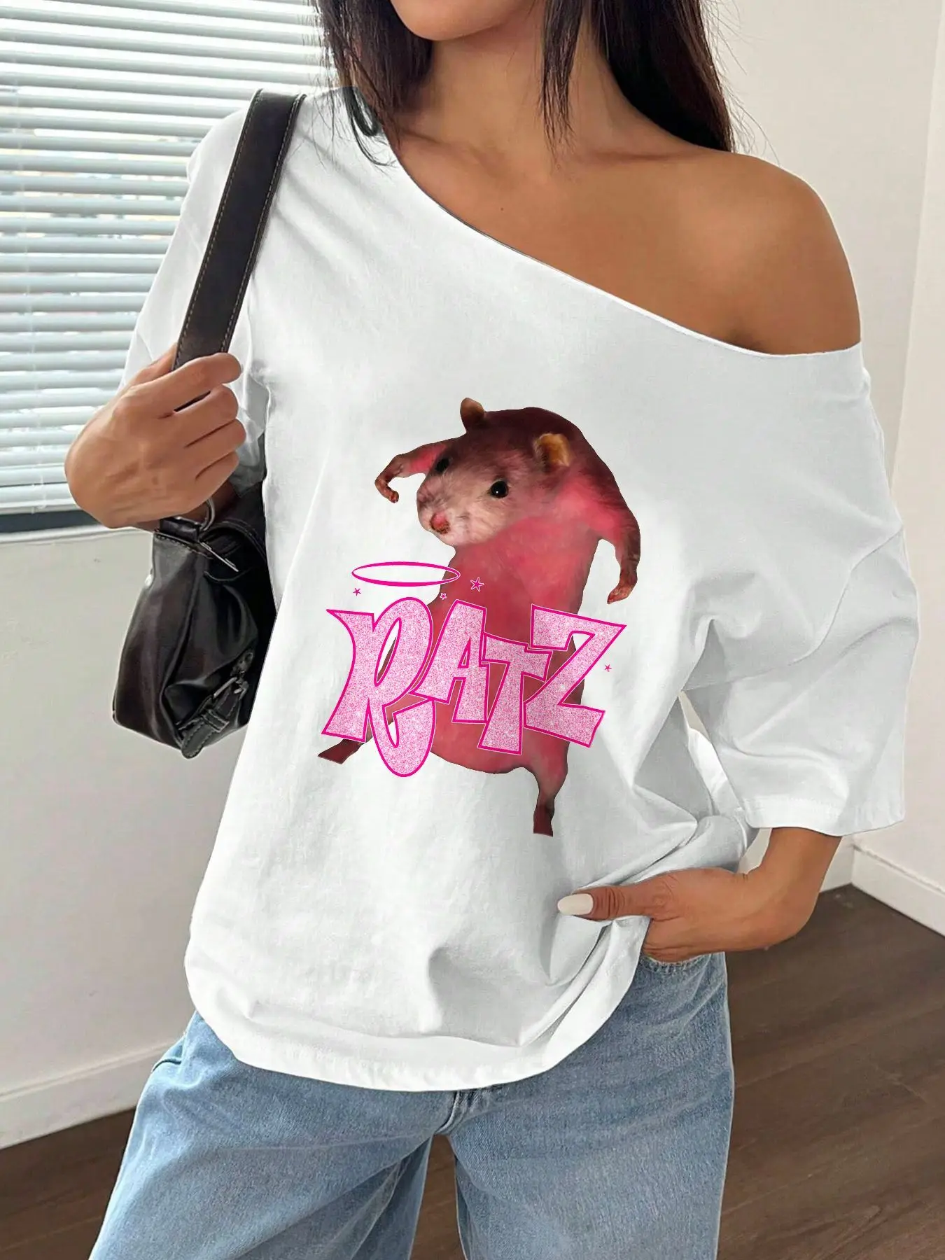 100% Cotton Plus Size Cute Hamster Pink RATZ Letter Print Shoulder Loose Print T-Shirt Oversized Y2K Style Graphic Tees Women
100% Cotton Plus Size Cute Hamster Pink RATZ Letter Print Shoulder Loose Print T-Shirt Oversized Y2K Style Graphic Tees Women