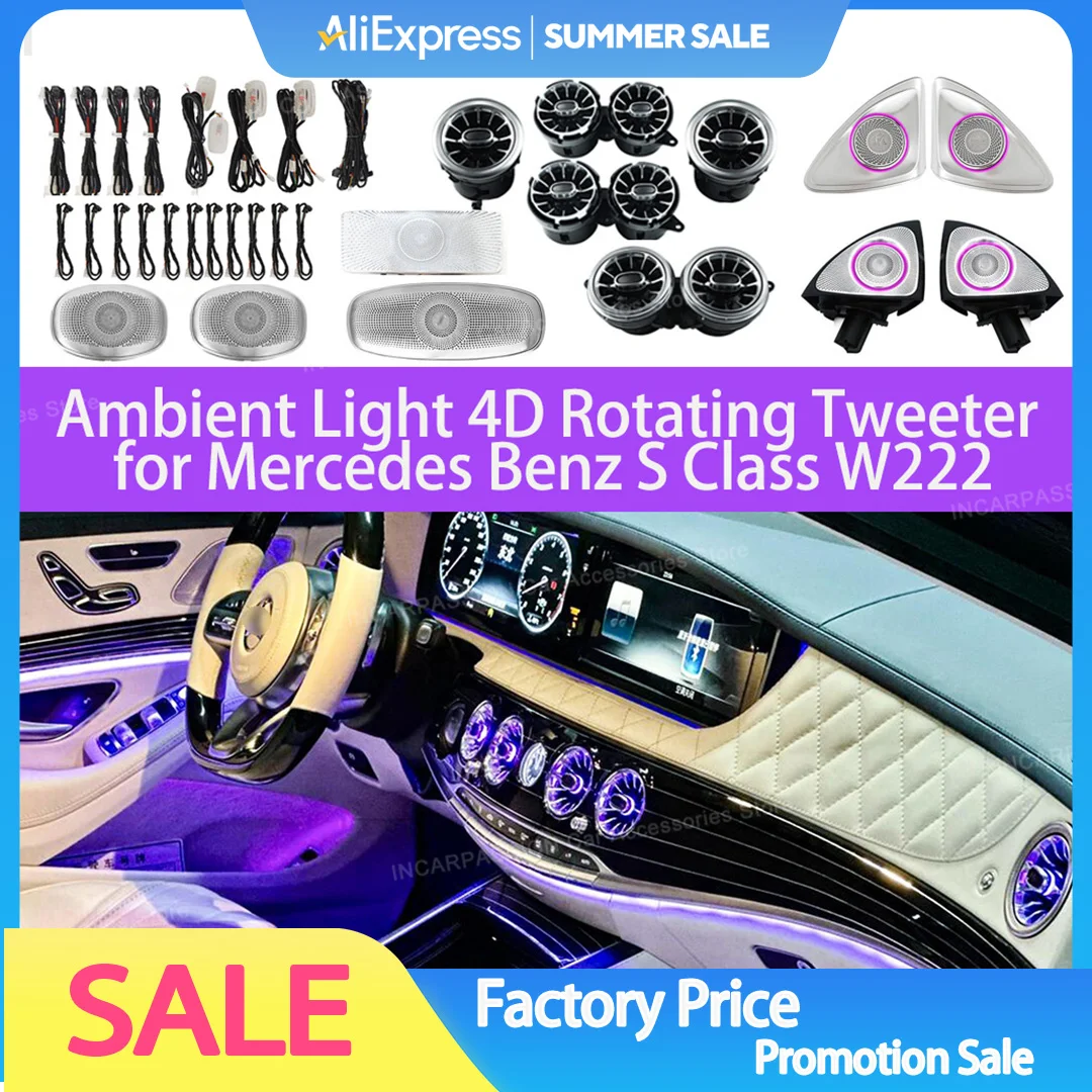 3D 4D Rotating Tweeters LED Ambient Light Air Vent Roof mount Speaker Cover for Mercedes S Class W222 Enhanced Ambient Light
3D 4D Rotating Tweeters LED Ambient Light Air Vent Roof mount Speaker Cover for Mercedes S Class W222 Enhanced Ambient Light