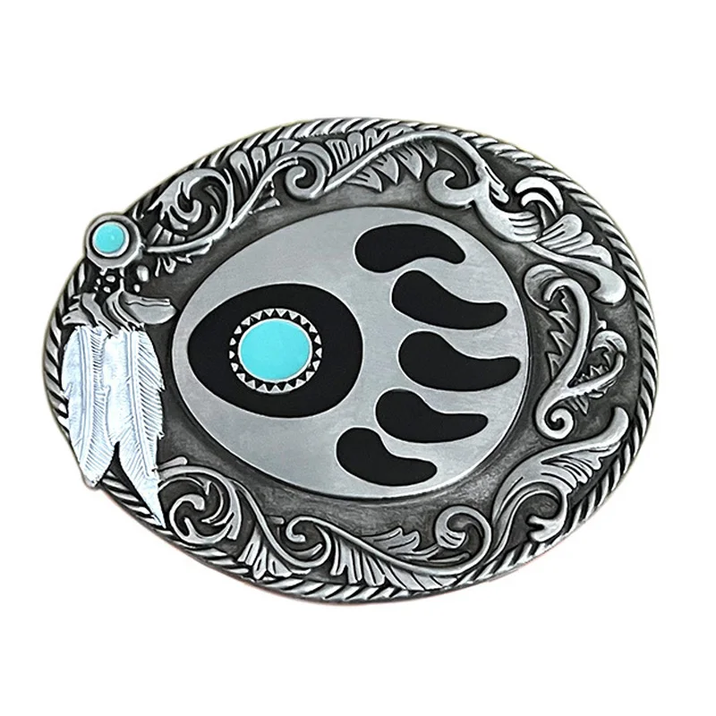Bear's Paw Print Western Cowboys Belt Buckle for Men White Feather Brand Designer Male Waist Leather Belts Buckles
Bear's Paw Print Western Cowboys Belt Buckle for Men White Feather Brand Designer Male Waist Leather Belts Buckles