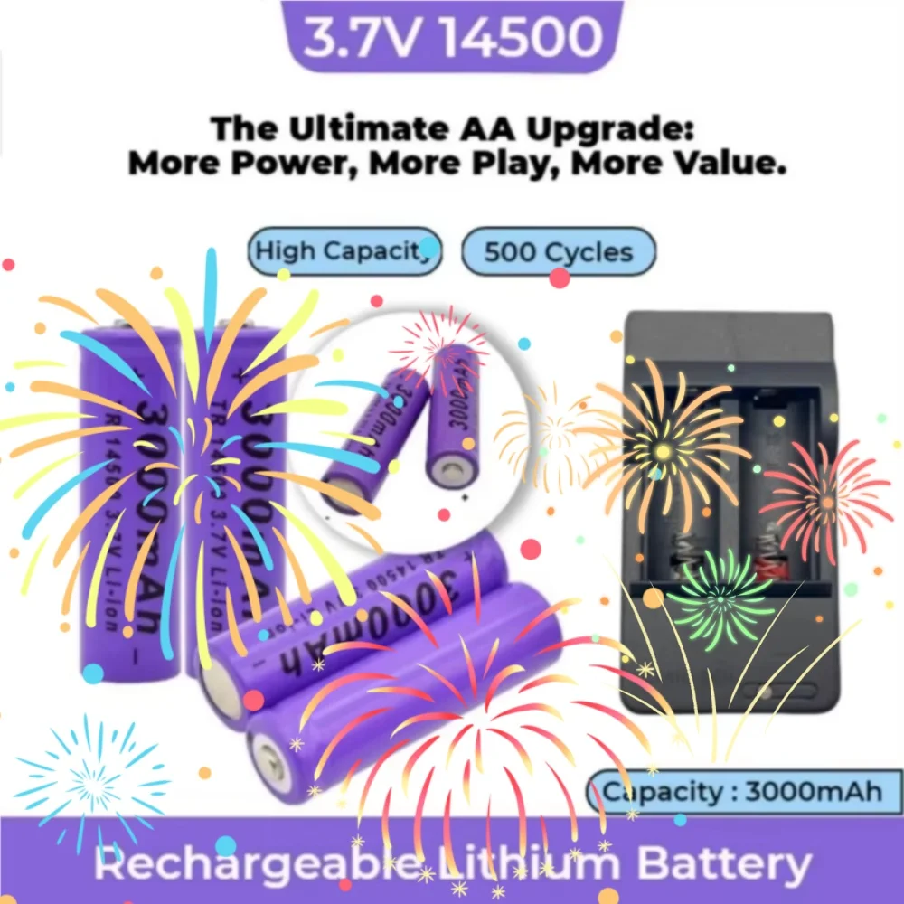 Rechargeable Lithium-Ion Battery 14500 3000mAh AA Size 3.7V for Radios Microphones Electric Toys High Capacity Replacement Batte
Rechargeable Lithium-Ion Battery 14500 3000mAh AA Size 3.7V for Radios Microphones Electric Toys High Capacity Replacement Batte