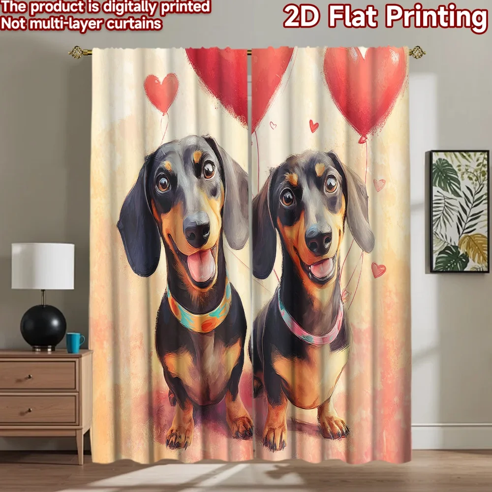 2D flat printing 2pcs Party Curtains Dachshund Dogs Heart Balloons Digital Printed Polyester Drapes Festive Holiday Use for New
2D flat printing 2pcs Party Curtains Dachshund Dogs Heart Balloons Digital Printed Polyester Drapes Festive Holiday Use for New