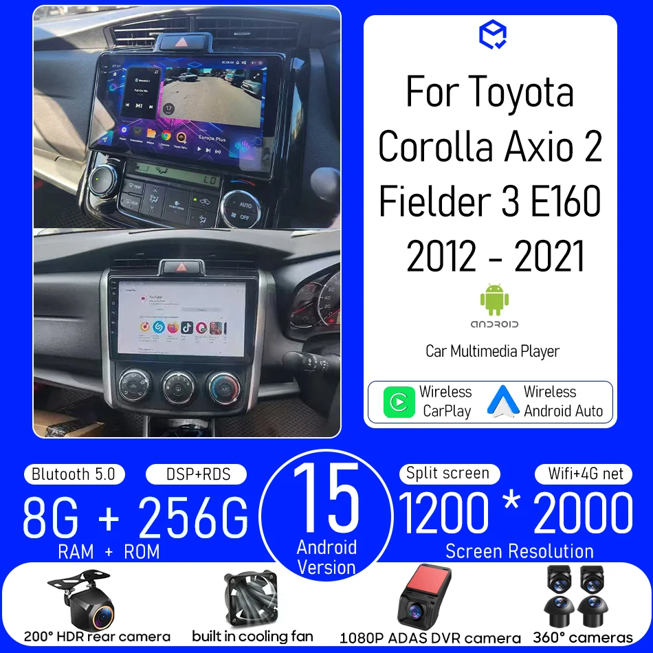 Автомагнитола с мультимедиа, видеоплеером, навигацией, GPS, Android 15 для Toyota Corolla Axio 2 Fielder 3 E160 2012-2021, беспроводная
Автомагнитола с мультимедиа, видеоплеером, навигацией, GPS, Android 15 для Toyota Corolla Axio 2 Fielder 3 E160 2012-2021, беспроводная