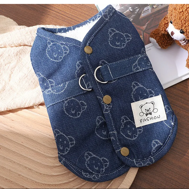 Winter Dog Clothes Thick Pet Cute Denim Vest Leashable Puppy Cotton Teddy Biker Cardigan Denim Blue Dog Clothes
Winter Dog Clothes Thick Pet Cute Denim Vest Leashable Puppy Cotton Teddy Biker Cardigan Denim Blue Dog Clothes