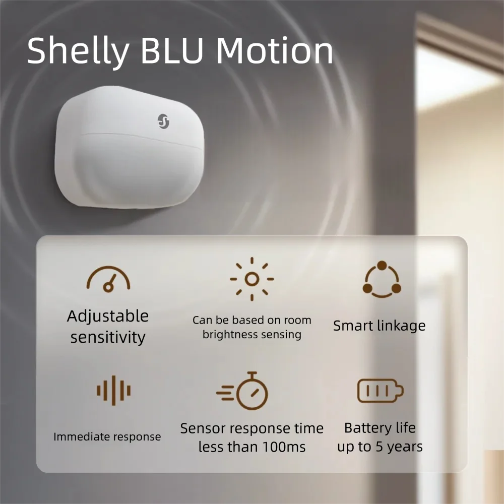 Bluetooth датчик движения Shelly BLU, датчик движения с мгновенным реагированием, используйте его с предпочтительной системой автоматизации
Bluetooth датчик движения Shelly BLU, датчик движения с мгновенным реагированием, используйте его с предпочтительной системой автоматизации