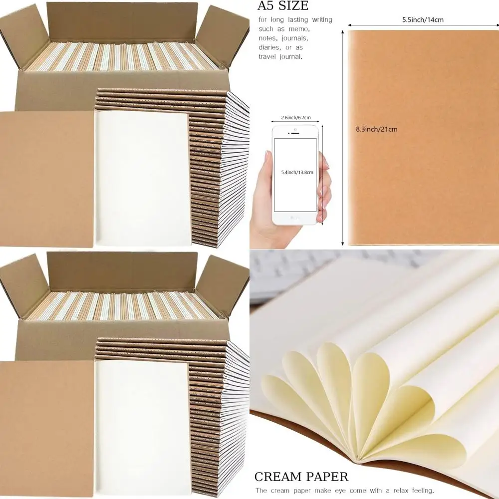 Bulk A5 Kraft Notebooks, 80-Page Sketchbooks for Gifts, Travel, School & Office
Bulk A5 Kraft Notebooks, 80-Page Sketchbooks for Gifts, Travel, School & Office