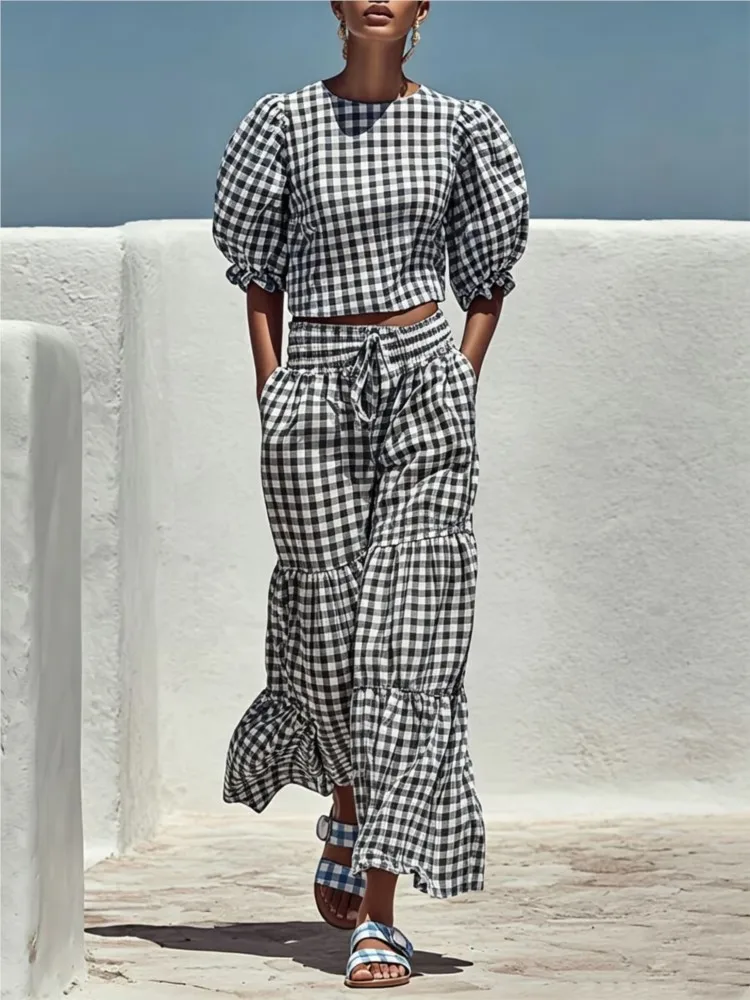 2026 New Woman 2 Piece Set Outfit Fashion Plaid Top And Long Pants Two-piece Suit Contrast Simple Style Casual All-match Trendy
2026 New Woman 2 Piece Set Outfit Fashion Plaid Top And Long Pants Two-piece Suit Contrast Simple Style Casual All-match Trendy