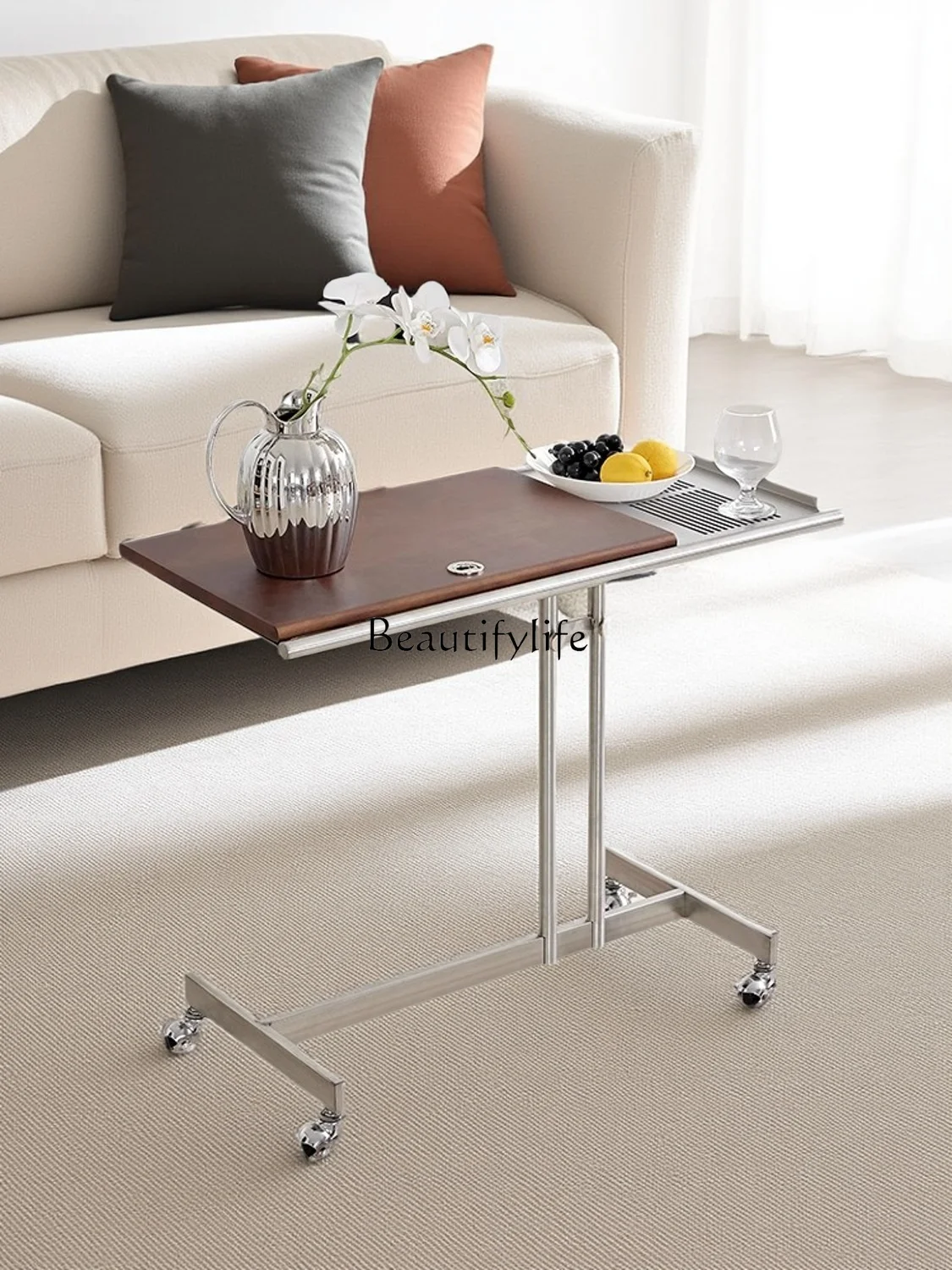 Medieval movable solid wood cart living room lifting edge few stainless steel small computer desk
Medieval movable solid wood cart living room lifting edge few stainless steel small computer desk