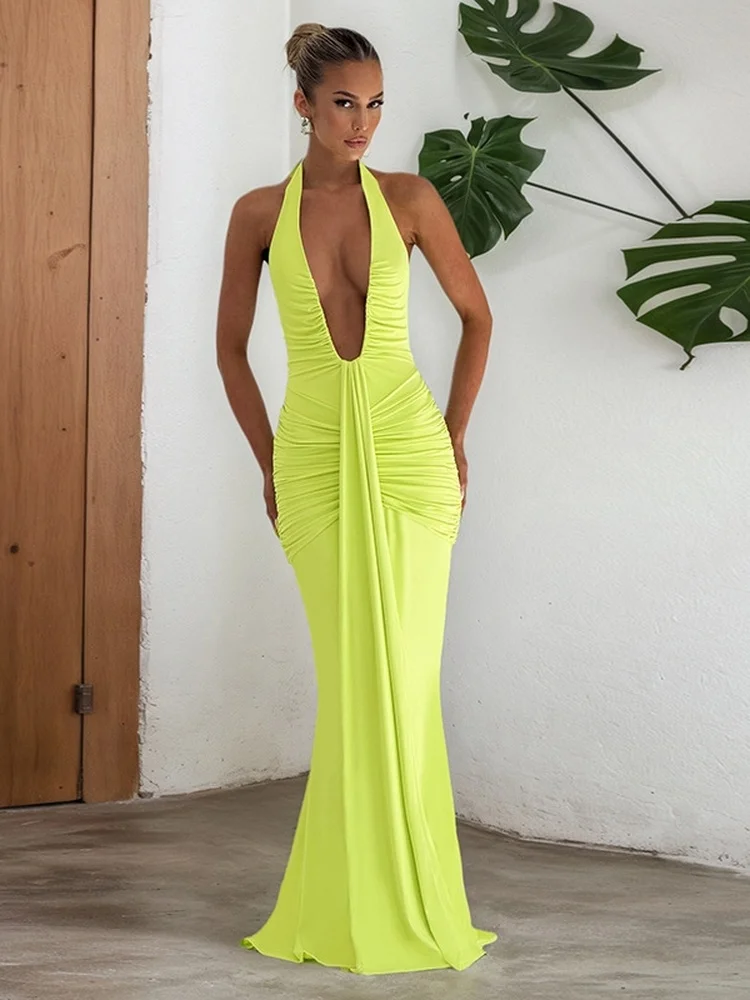 Elegant Long Dress V-Neck Backless Waist Design Polyester Fabric Summer Season Thickened Skirt Style Couple Suitable Dress
Elegant Long Dress V-Neck Backless Waist Design Polyester Fabric Summer Season Thickened Skirt Style Couple Suitable Dress