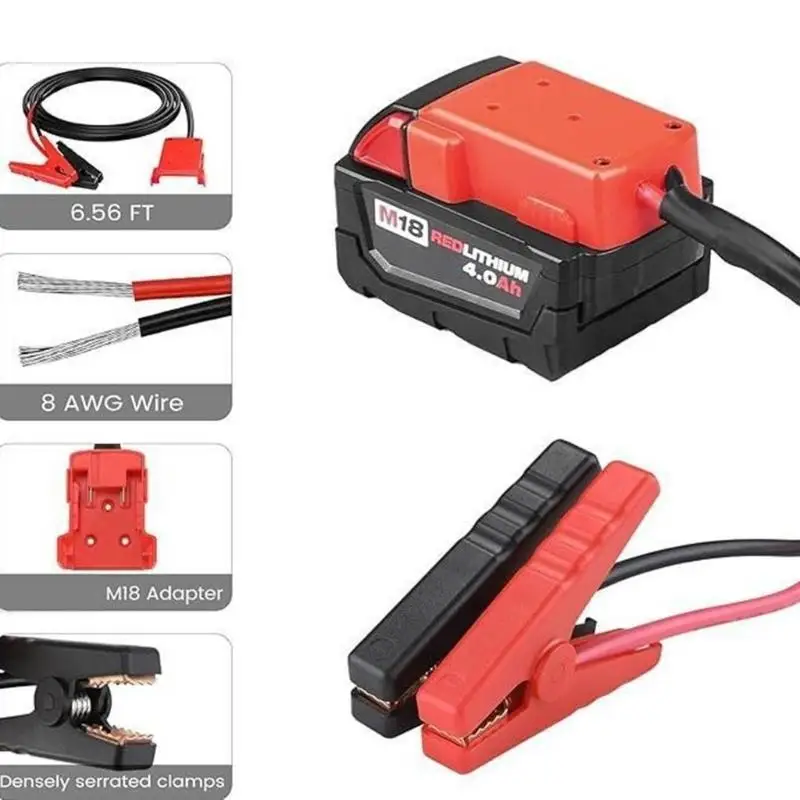 Jumper Cables With Adapter For 18V Batteries 8AWG Auto Boosters Cable Jump Starting
Jumper Cables With Adapter For 18V Batteries 8AWG Auto Boosters Cable Jump Starting