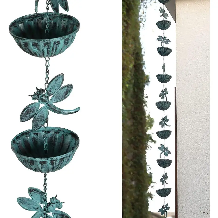 Iron Dragonfly Rain Chain for Gutters, 8.5Feet Length, Distressed Blue
Iron Dragonfly Rain Chain for Gutters, 8.5Feet Length, Distressed Blue