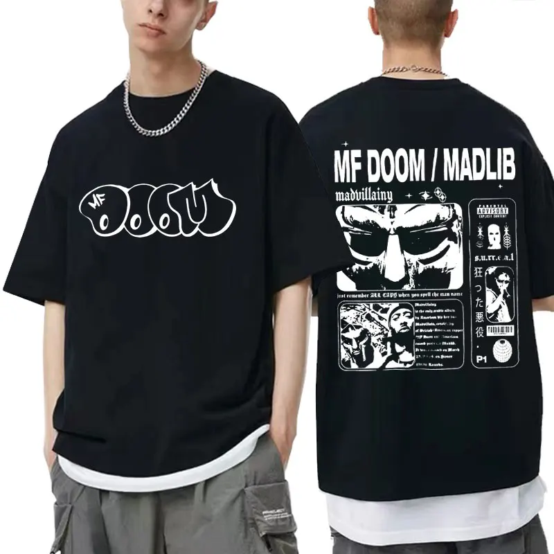 Rapper Mf Doom Madvillainy Double Sided Print T-shirts Men Hip Hop Fashion Short Sleeve Oversized T Shirts Vintage Streetwear
Rapper Mf Doom Madvillainy Double Sided Print T-shirts Men Hip Hop Fashion Short Sleeve Oversized T Shirts Vintage Streetwear