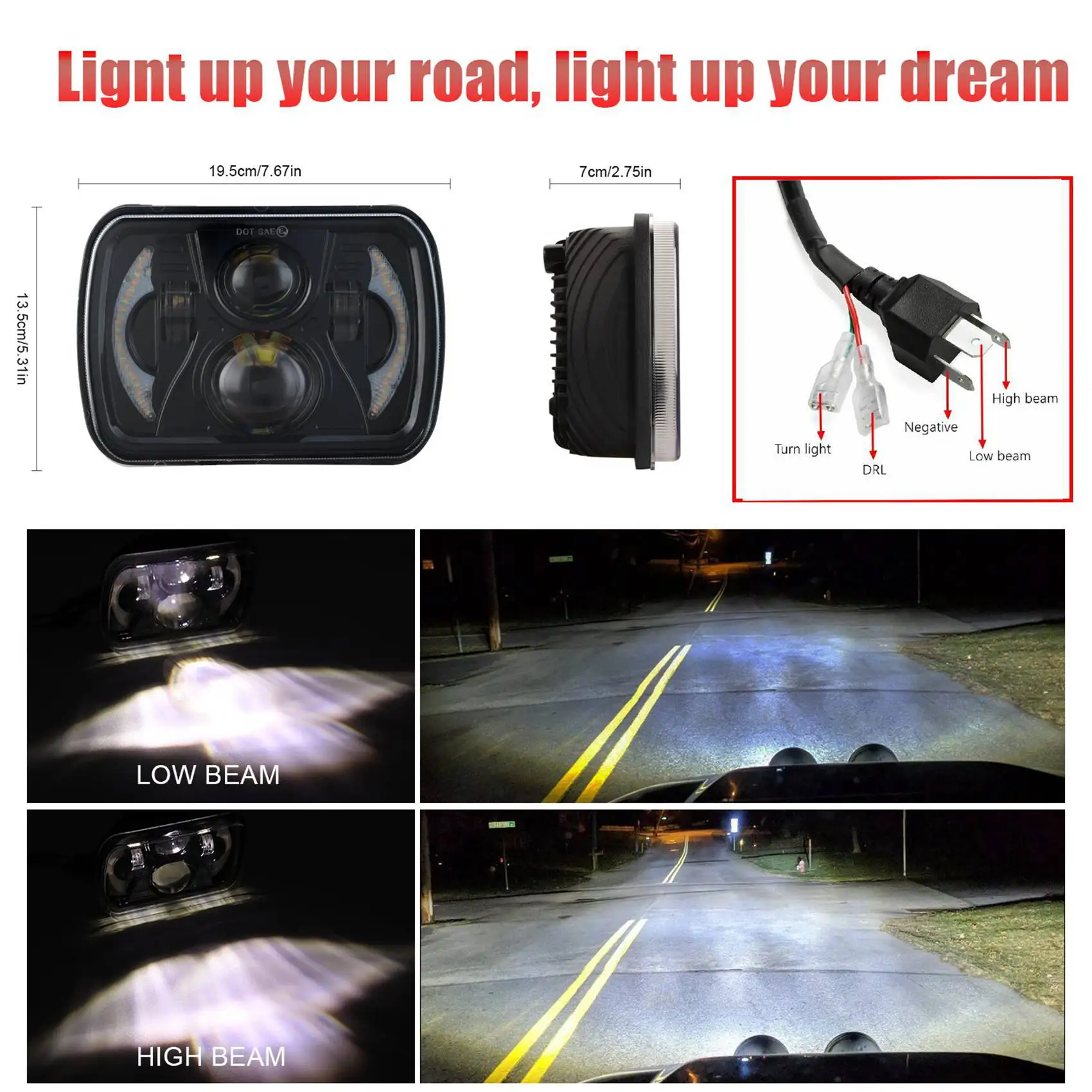 Compact 2PCS H6054 7X6inch 5X7 Inch LED Projector Headlight Square Sealed For Plym Dodge GMC Jeep Cherokee Wrangler XJ YJ
Compact 2PCS H6054 7X6inch 5X7 Inch LED Projector Headlight Square Sealed For Plym Dodge GMC Jeep Cherokee Wrangler XJ YJ
