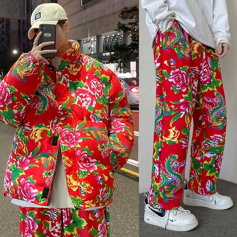 Thiened Winter Cotton Jaet Set for Men And Women Casual Fce Lined Large Size Northeast China Big Flower Design
Thiened Winter Cotton Jaet Set for Men And Women Casual Fce Lined Large Size Northeast China Big Flower Design
