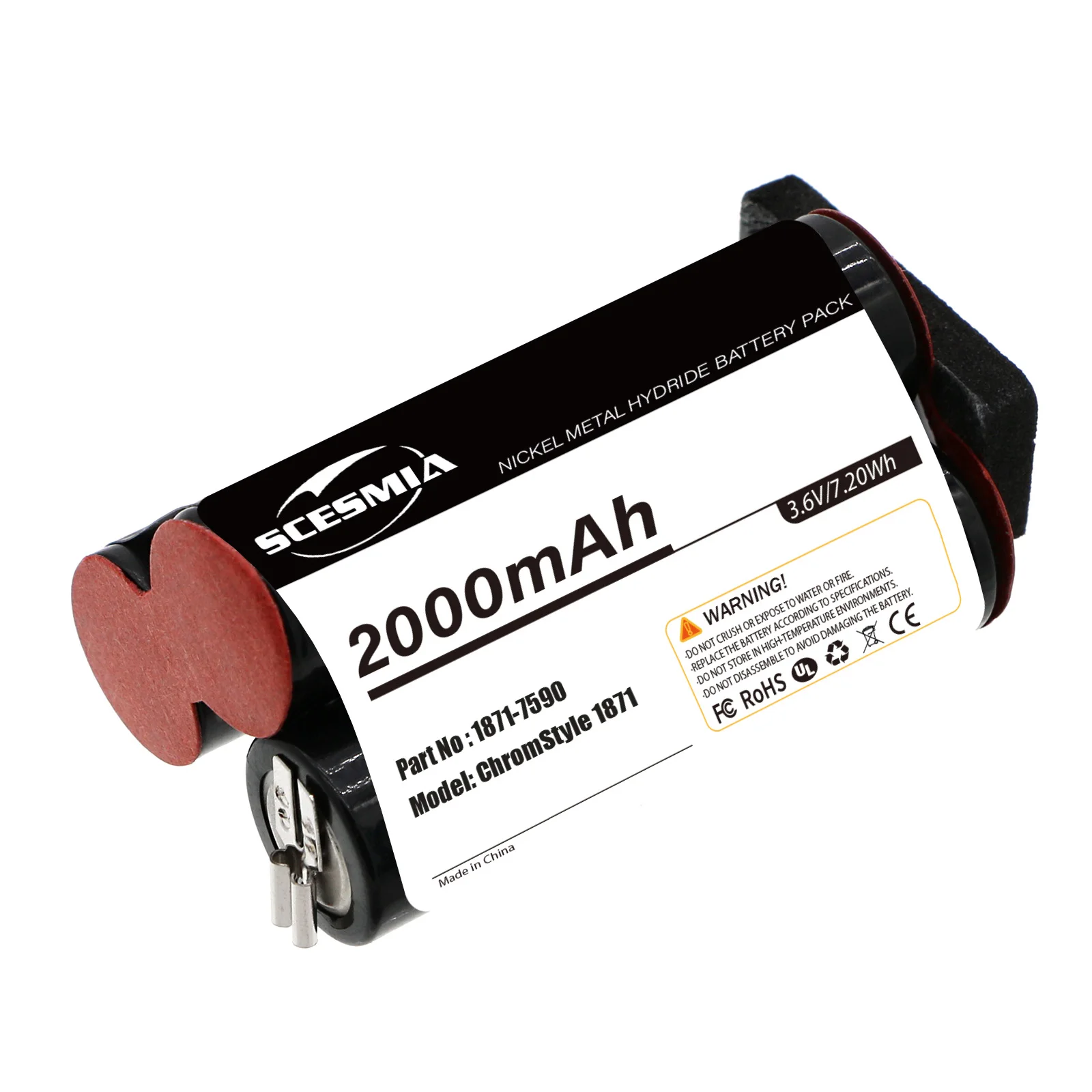 Electric Clipper Battery 3.6V/2000mAh 1871-7590 for Moser ChromStyle 1871,Super Cordless 1872 Clipper, Wella Academy ChromStyle
Electric Clipper Battery 3.6V/2000mAh 1871-7590 for Moser ChromStyle 1871,Super Cordless 1872 Clipper, Wella Academy ChromStyle